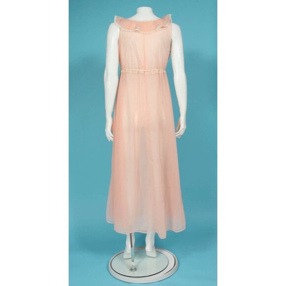 Vintage RO-VEL Peignoir Robe Nightgown Negligee Front Tie Sleeveless size M /743 - Picture 4 of 6
